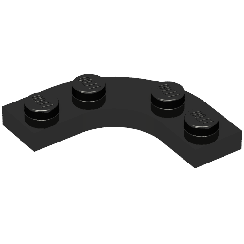 Rendu LDraw de Plaque ronde coin 3 x 3 avec 2 x 2 ronde Découpe (Plate Round Corner 3 x 3 with 2 x 2 Round Cutout), couleur indicative