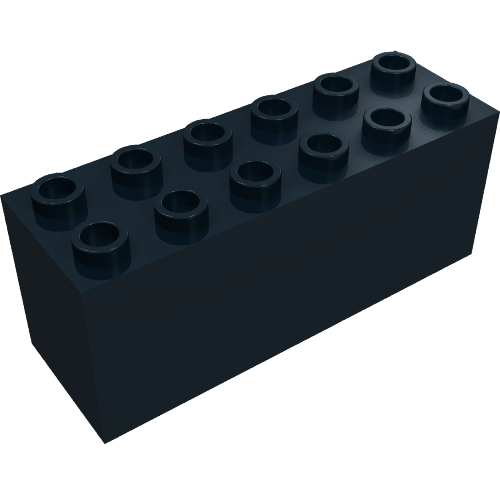 Rendu LDraw de Brique Poids spécial 2 x 6 x 2 avec ouvertures de fond et coutures centrales aux extrémités (Brick Special 2 x 6 x 2 Weight with Bottom Openings and Center Seams on Ends), couleur indicative