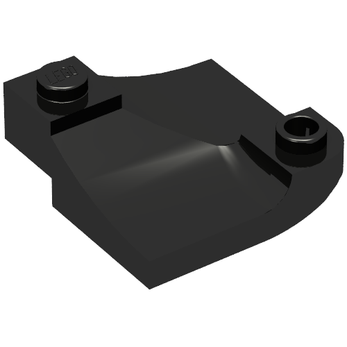 Rendu LDraw de Brique courbée, Double intérieur, 3 x 3 avec découpe inversée 1/3, coin (Brick Curved, Internal Double, 3 x 3 with 1/3 Inverted Cutout, Corner), couleur indicative
