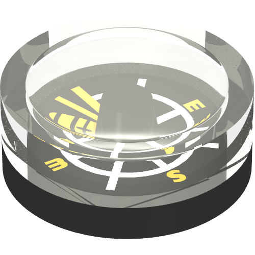 Rendu LDraw de Equipment Compass avec White Lines, Yellow Letters Print, couleur indicative
