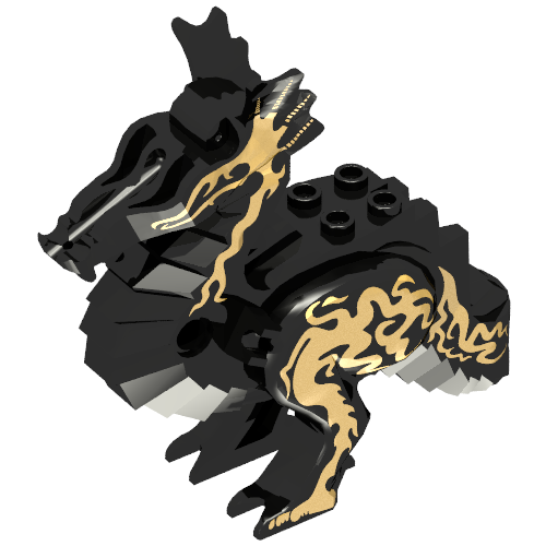 Rendu LDraw de Creature Body Part, Dragon Body Classic avec Orient Flames Print, couleur indicative