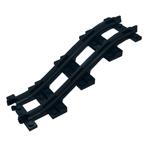 Rendu LDraw de Piste de véhicule, Train, Plastique étroit, Rampe 5 Briques Haute (Vehicle Track, Train, Plastic Narrow, Ramp 5 Bricks High), couleur indicative