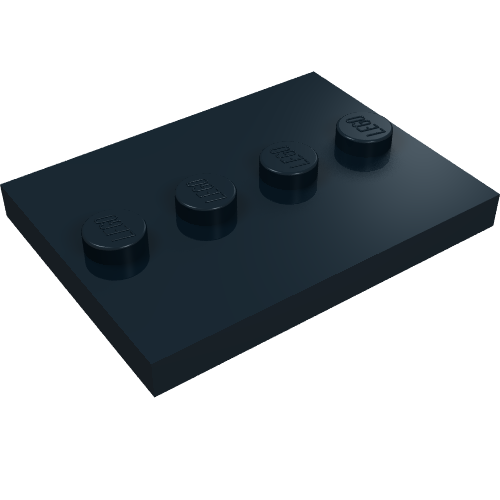 Rendu LDraw de Plaque spéciale 3 x 4 avec 1 x 4 Centre tenons [sans motif] (Plate Special 3 x 4 with 1 x 4 Center Studs [Plain]), couleur indicative
