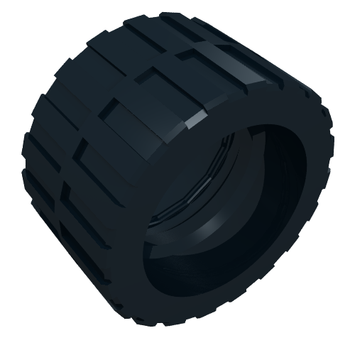 Rendu LDraw de Pneu 24 x 14 Bande de roulement peu profonde (Petit moyeu), Bande autour du centre de la bande de roulement (Tyre 24 x 14 Shallow Tread (Tread Small Hub), Band Around Center of Tread), couleur indicative