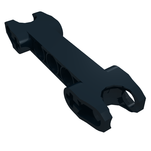 Rendu LDraw de Axe Technic et connecteur Connecteur 2 x 7 avec deux douilles à rotule, extrémités carrées, axe latéral ouvert Trous (Technic Axle and Pin Connector 2 x 7 with Two Ball Joint Sockets, Squared Ends, Open Side Axle Holes), couleur indicative