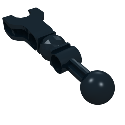 Rendu LDraw de Grande figurine squelettique, membre avec rotule sur l'axe et logement de rotule (Large Figure Skeletal, Limb with Ball Joint on Axle and Ball Socket), couleur indicative