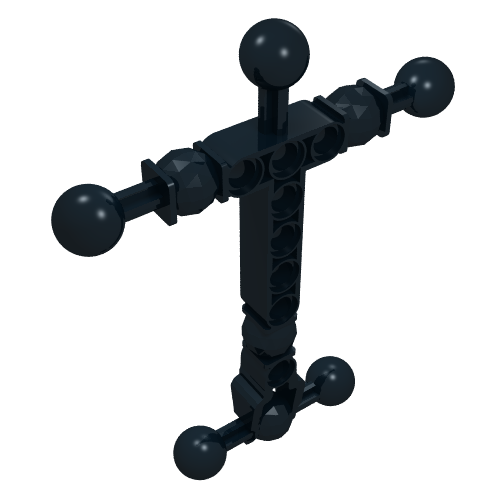 Rendu LDraw de Grande figurine squelettique, torse avec 9 articulations à rotule et 8 trous, Grande (Large Figure Skeletal, Torso with 9 Ball Joints, and 8 Holes, Large), couleur indicative