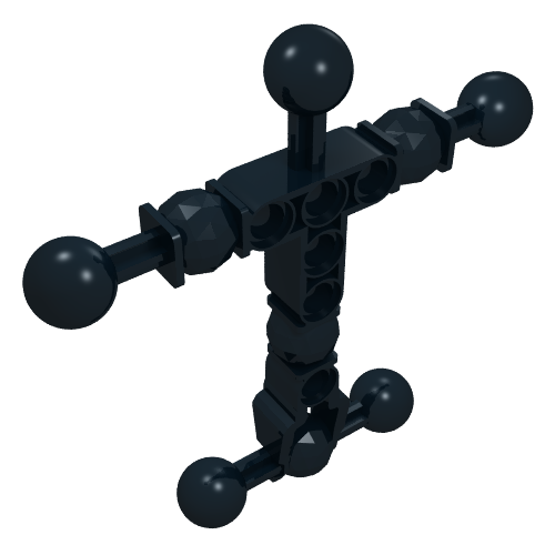 Rendu LDraw de Grande figurine squelettique, torse avec 9 rotules et 6 trous, moyen (Large Figure Skeletal, Torso with 9 Ball Joints, and 6 Holes, Medium), couleur indicative