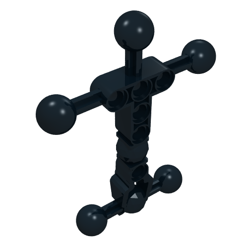 Rendu LDraw de Grande figurine squelettique, torse avec 7 articulations à rotule et 6 trous, petit (Large Figure Skeletal, Torso with 7 Ball Joints, and 6 Holes, Small), couleur indicative