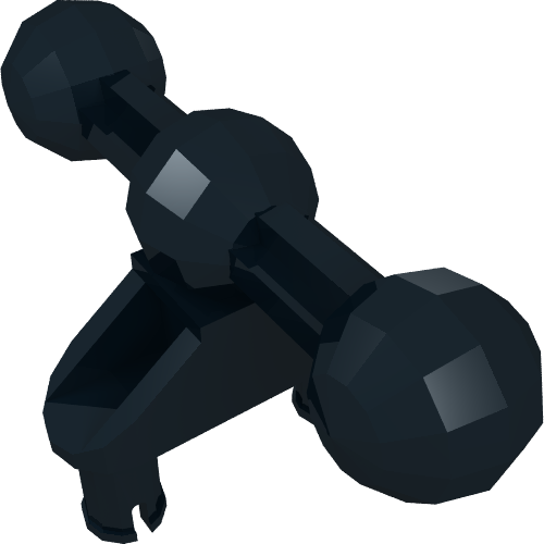 Rendu LDraw de Squelettique, connecteur, perpendiculaire, 3l avec 2 connecteurs, 3 joints à rotule sur axe (Large Figure Skeletal, Connector, Perpendicular, 3L with 2 Pins, 3 Ball Joints on Axle), couleur indicative