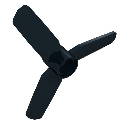 Rendu LDraw de Hélice 3 lames 5 diamètre, trou pour connecteur (Propeller 3 Blades 5 Diameter, Pin Hole), couleur indicative