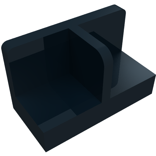 Rendu LDraw de Panneau 1 x 2 x 1 avec coins arrondis et diviseur central (Panel 1 x 2 x 1 with Rounded Corners and Central Divider), couleur indicative
