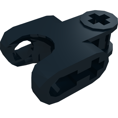 Rendu LDraw de Axe Technic Connecteur 2 x 3 avec douille à bille, ouvert (Technic Axle Connector 2 x 3 with Ball Socket, Open Lower Axle Holes), couleur indicative