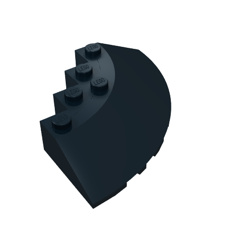 Rendu LDraw de Brique ronde coin 6 x 6 avec 33° brique inclinée et découpe facette (Brick Round Corner 6 x 6 with 33° Slope and Facet Cutout), couleur indicative