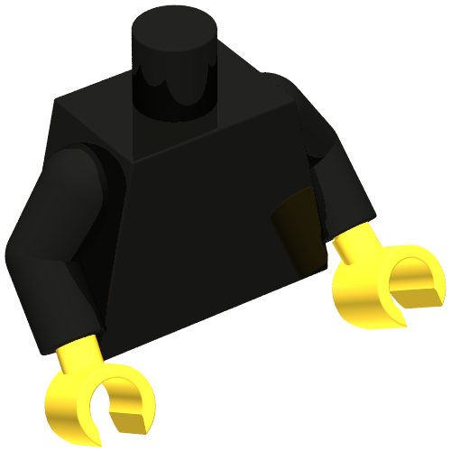 Rendu LDraw de torse, Black Arms, Yellow Hands [Plain], couleur indicative