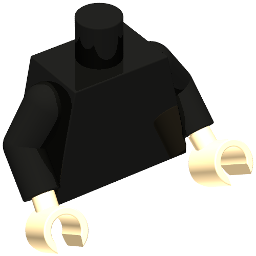 Rendu LDraw de torse, Black Arms, Light Nougat Hands [Plain], couleur indicative