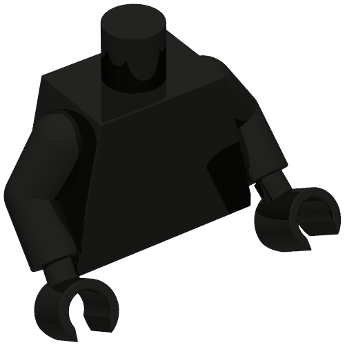 Rendu LDraw de torse, Black Arms and Hands [Plain], couleur indicative