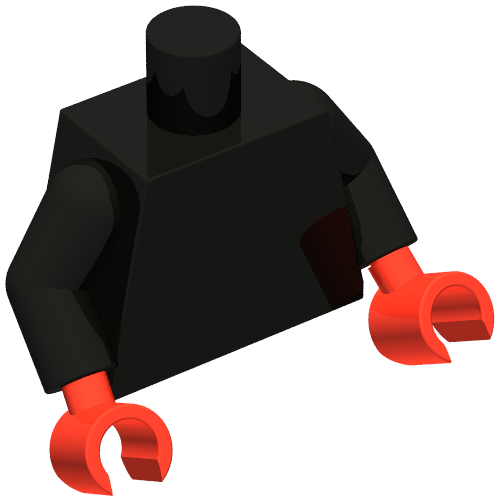 Rendu LDraw de Torse, corps, rouge Spider-Man logo, perle lignes gris foncé motif imprimé, bras noirs, mains rouges (Torso, Bodysuit, Red Spider-Man Logo, Pearl Dark Grey Lines Print, Black Arms, Red Hands), couleur indicative