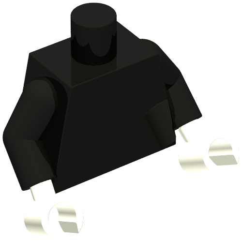 Rendu LDraw de torse, Black Arms, White Hands [Plain], couleur indicative