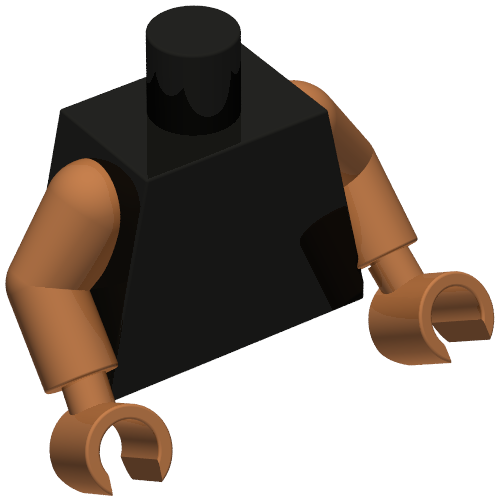 Rendu LDraw de torse, Reddish Brown Arms, Reddish Brown Hands [Plain], couleur indicative
