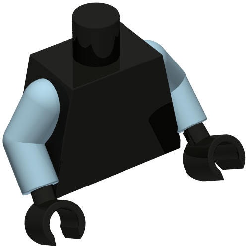 Torse, bras bleu sable, mains noires [sans motif] (Torso, Sand Blue Arms, Black Hands [Plain])
