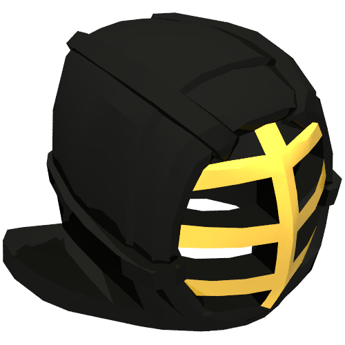 Rendu LDraw de Masque, kendo, grille dorée imprimé (Mask, Kendo, Gold Grille Print), couleur indicative