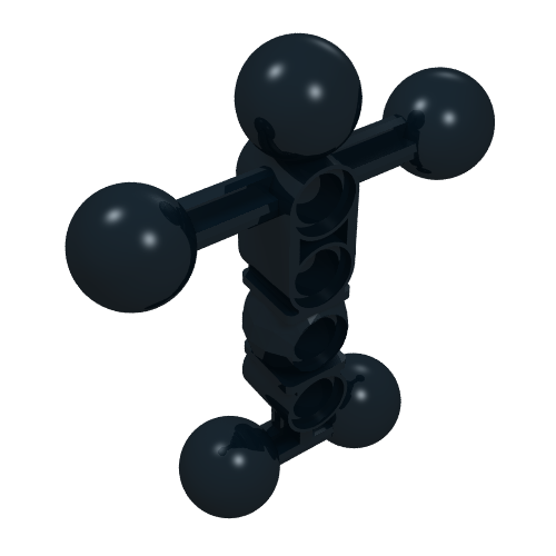 Rendu LDraw de Squelette de grande taille, torse avec 6 articulations à rotule et 4 trous, extra petit (Large Figure Skeletal, Torso with 6 Ball Joints, and 4 Holes, Extra Small), couleur indicative