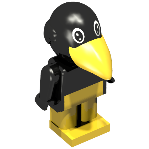 Rendu LDraw de Fabuland figurine corbeau 2 (Fabuland Figure Crow 2), couleur indicative
