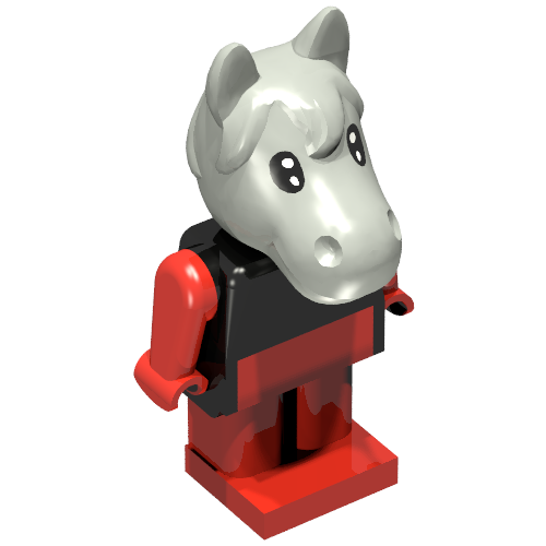 Rendu LDraw de Fabuland figurine cheval 4 (Fabuland Figure Horse 4), couleur indicative