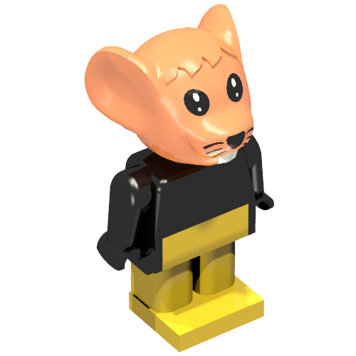 Rendu LDraw de Figurine Fabuland souris 3 (Fabuland Figure Mouse 3), couleur indicative