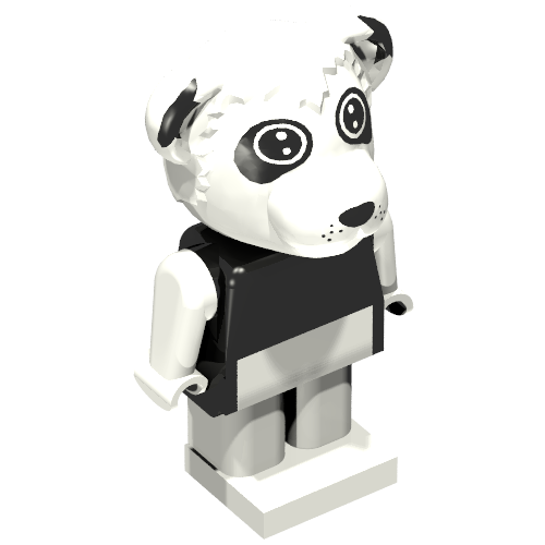 Rendu LDraw de Fabuland figurine Panda 1 (Fabuland Figure Panda 1), couleur indicative