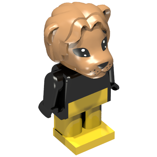 Rendu LDraw de Figurine Fabuland, lion de lion (Fabuland Figure, Lionel Lion), couleur indicative