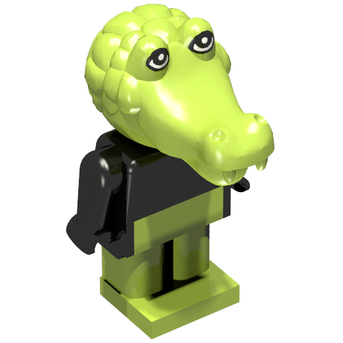 Rendu LDraw de Fabuland Figurine Crocodile 1 (Fabuland Figure Crocodile 1), couleur indicative