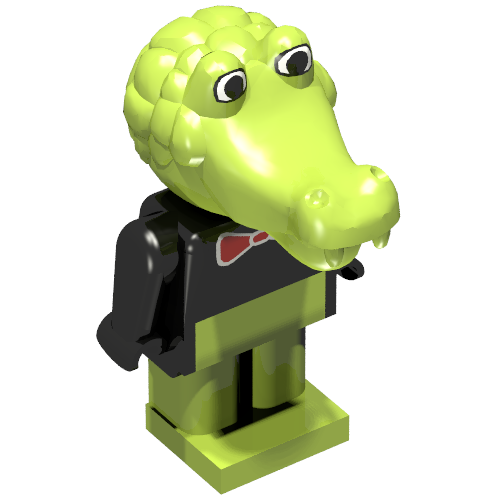 Rendu LDraw de Fabuland Figurine Crocodile 2 (Fabuland Figure Crocodile 2), couleur indicative