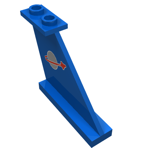 Rendu LDraw de Queue 4 x 1 x 3 avec logo espace classique motif imprimé (Tail 4 x 1 x 3 with Classic Space Logo Print), couleur indicative