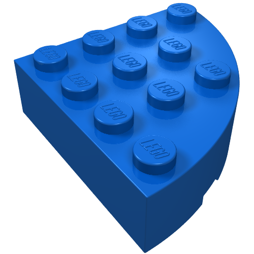 Rendu LDraw de Brique ronde coin 4 x 4 plein brique (Brick Round Corner 4 x 4 Full Brick), couleur indicative