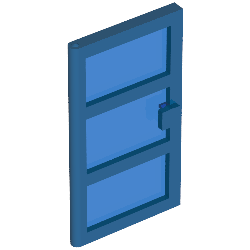 Rendu LDraw de porte 1 x 4 x 6 avec 3 Panes avec Trans-Dark Blue Glass, couleur indicative