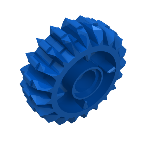 Rendu LDraw de Double biseau à 20 dents avec embrayage des deux côtés (Technic Gear 20 Tooth Double Bevel with Clutch on Both Sides), couleur indicative