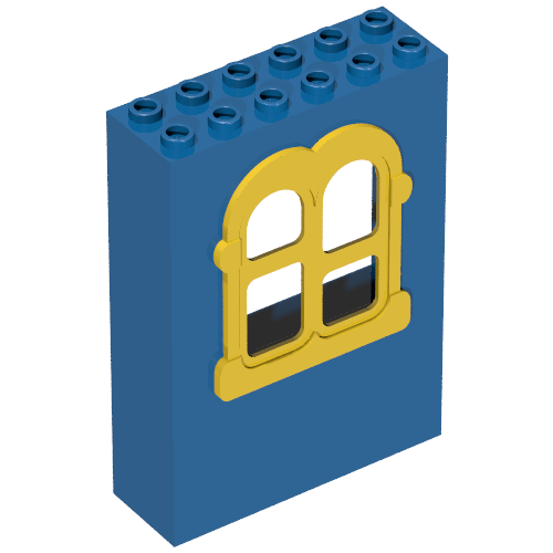 Rendu LDraw de Fabuland, Building, 2 x 6 x 7 avec fenêtre, Rectangular Yellow, couleur indicative