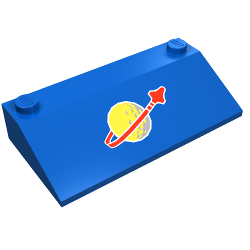Rendu LDraw de Brique inclinée 33° 3 x 6 avec petit logo espace classique motif imprimé (Brick Sloped 33° 3 x 6 with Small Classic Space Logo Print), couleur indicative