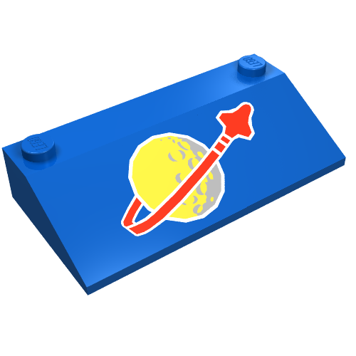 Rendu LDraw de Brique inclinée 33° 3 x 6 avec grand logo d'espace classique (Brick Sloped 33° 3 x 6 with Large Classic Space Logo Print), couleur indicative