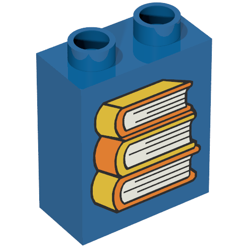 Rendu LDraw de Duplo Brique 1 x 2 x 2 avec Stack of 3 Books Print, couleur indicative
