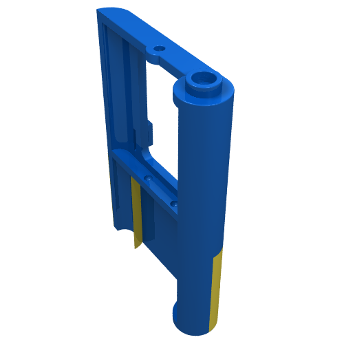 Rendu LDraw de Porte 1 x 4 x 5 Train à gauche avec fond jaune (Door 1 x 4 x 5 Train Left with Yellow Bottom Half Print), couleur indicative
