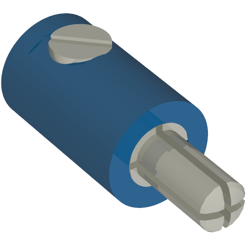 Rendu LDraw de Electric Connector, 1 Way Male Rounded avec Cross-Cut connecteur (Banana Plug), couleur indicative