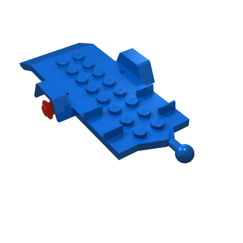 Rendu LDraw de Base de véhicule, remorque 4 x 8 lit avec roues rouges (Vehicle Base, Trailer 4 x 8 Bed with Red Wheels), couleur indicative