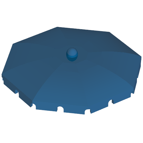 Rendu LDraw de Fabuland, Equipment Umbrella Top avec Squared Bottom Flaps, couleur indicative