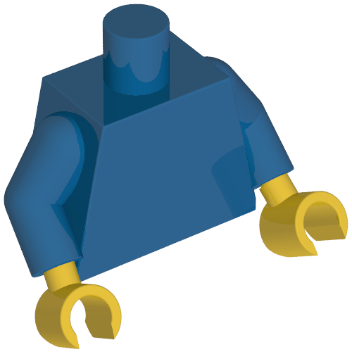 Rendu LDraw de torse, Blue Arms, Yellow Hands [Plain], couleur indicative