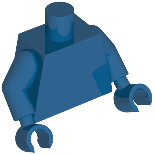 Rendu LDraw de torse, Blue Arms and Hands [Plain], couleur indicative