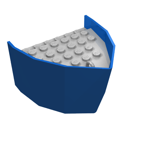Rendu LDraw de 6 x 8 x 3 1/3 avec plate-forme gris clair (Boat Hull Section, Bow 6 x 8 x 3 1/3 with Light Gray Deck), couleur indicative