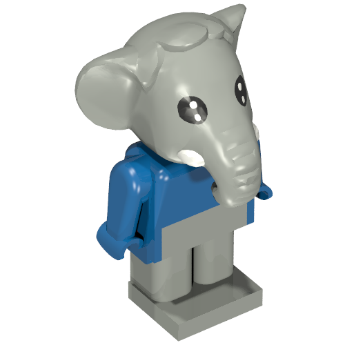 Rendu LDraw de Figurine Fabuland, Ernie Elephant (Fabuland Figure, Ernie Elephant), couleur indicative